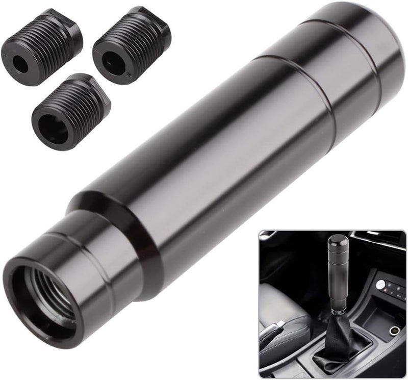 BARTOO Aluminum Alloy Heavy Weighted Shifter Knob, 5" Auto Gear Shift Knob, Car Gear Lever Stick Shifter Handle,with 3 Threaded Adapters M8 M10 M12,Fit Most Automatic Manual Vehicle (Black) - Image 2